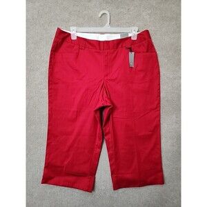 Venezia Lane Bryant Capri Dress Pants Womens 18 Red Cuffed Stretch NEW